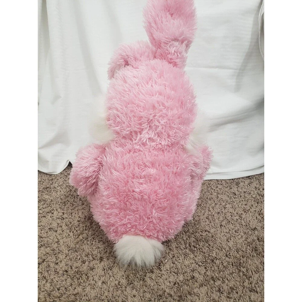 Pink Stuffed Bunny Rabbit Plush Toy with Bow and Tag